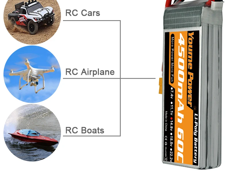 Youme 14,8 V 4S Lipo 4500mah батарея XT60 EC3 Deans T XT90 EC5 TRX 60C для вертолета самолета автомобиля гоночного грузовика лодки RC запчасти Новые