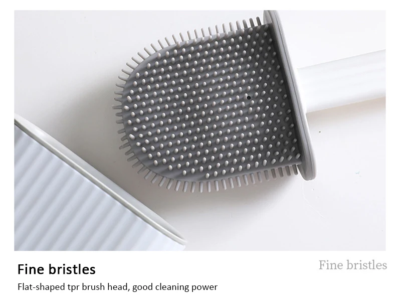 

Silicone WC Toilet Brush Flat Head Flexible Soft Bristles Brush With Quick Drying Holder Set Cleaning Brush For WC Accessories