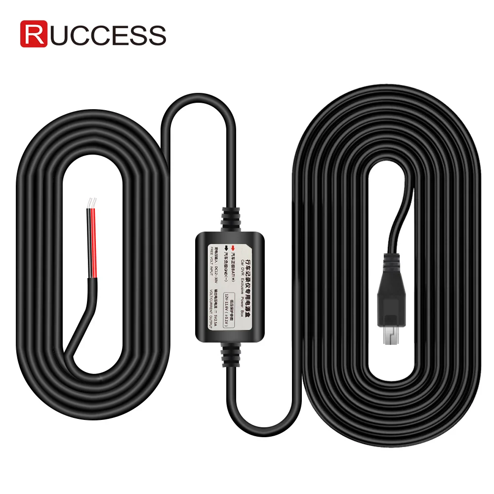 RUCCESS жесткий провод комплект Мини Micro USB 12 В до 5 В 2.5A автомобильный адаптер DVR мощность зарядный кабель Hardwire комплект для Xiaomi/70mai/Dash Cam