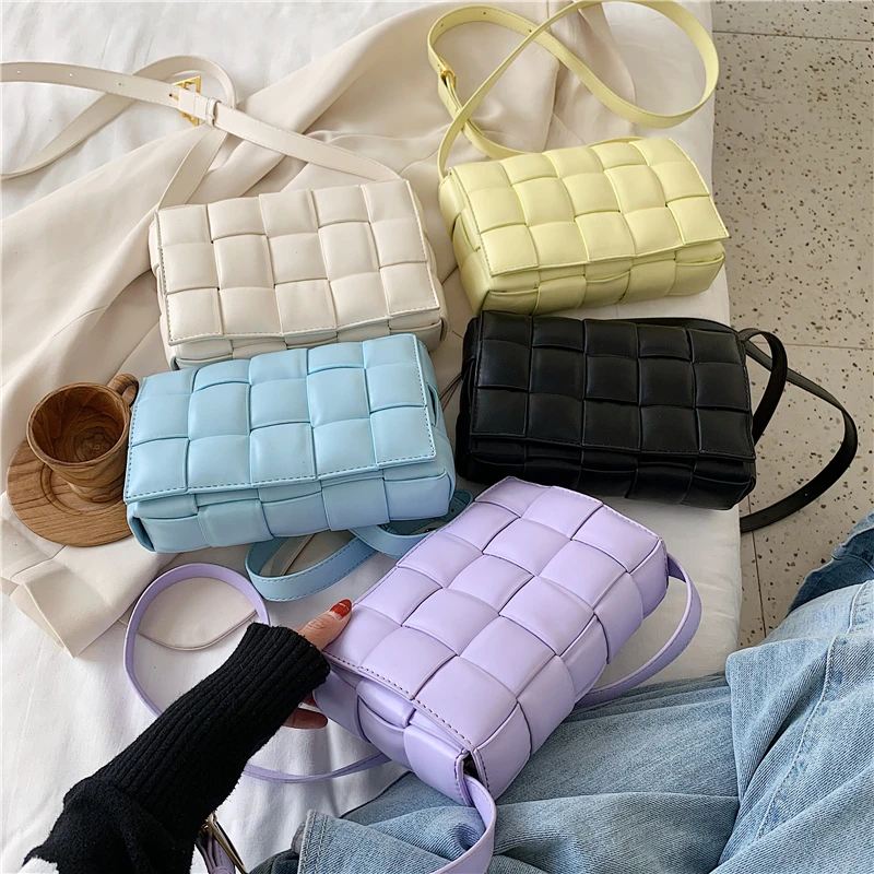 

Small Weave Flap Bags For Women 2020 New Good Quality Fashion PU Leather Shoulder Crossbody Bag Female Handbags sac a main femme