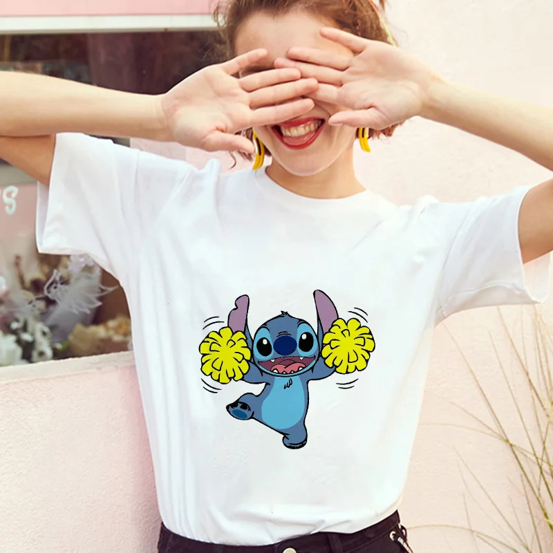Showtly тематика «Лило и Стич» Harajuku Kawaii футболки для девочек приключенческий комедийный мультфильм женский Vacay режим печатных Повседневное футболка милый