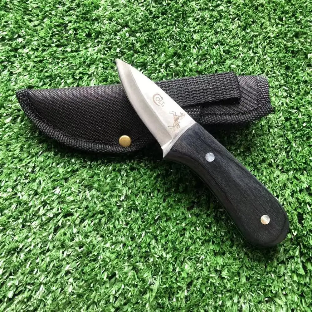 Зеркальные ножи с фиксированным лезвием 440 Прямые деревянной ручкой тактический