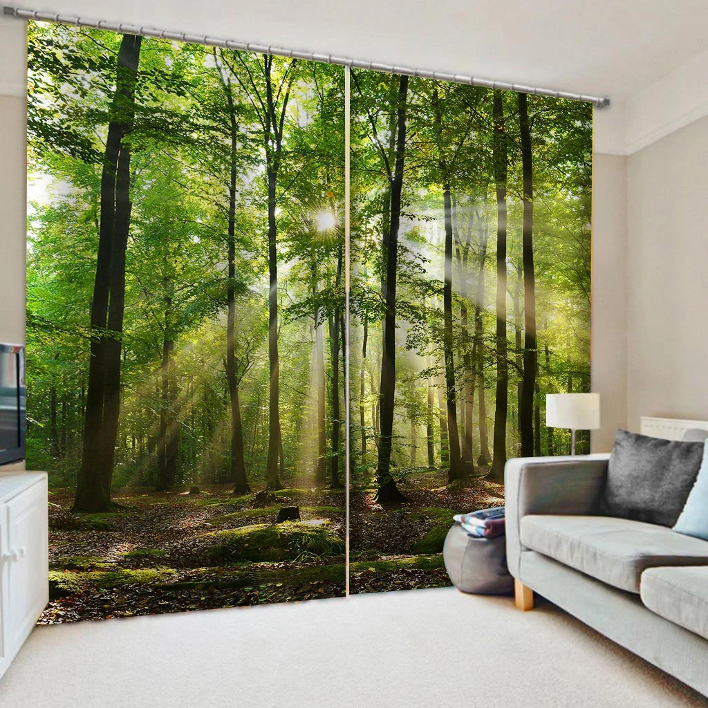 

New Custom 3D Curtains For Living Room Bedroom Blackout Cortinas Forest Scenery Cortinas Drapes