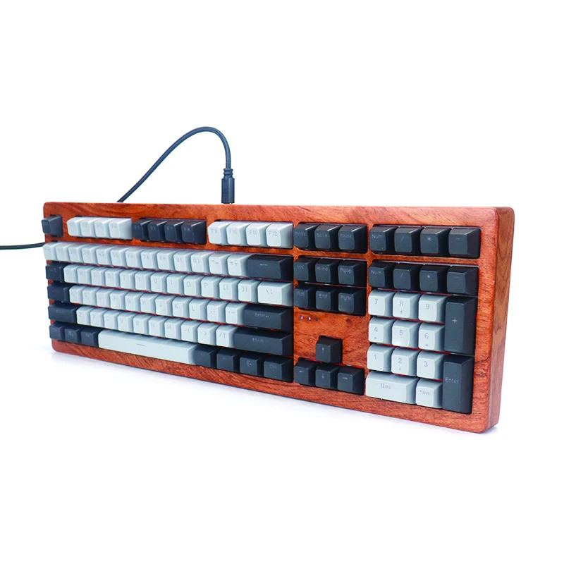 

108 Keys Mechanical Keyboard Cherry RGB Switches Driver software Hotswappable Shine-through Walnut wood Rosewood Cases