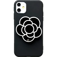 girl fashion camellia flower make up mirror soft black phone case cover for iphone 12 mini 11 pro xs max xr x 6 6s 7 8 plus se