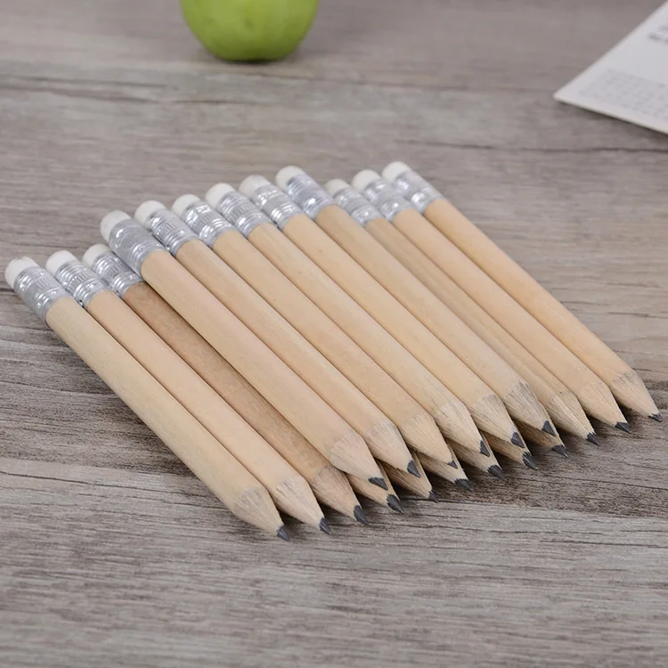 

wholesale 50PCS Mini Size 10cm long Simple Wood Pencils With Eraser Log Pencil Short Size Pencil For Kids And Children