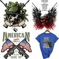 military skull patches on clothes iron on transfers for clothing thermoadhesive patches gun thermal stickers army flag patch