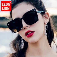 leonlion fashion square rimless sunglasses women rimless black clear shades glasses 2021 vintage sunglasses female summer oculos