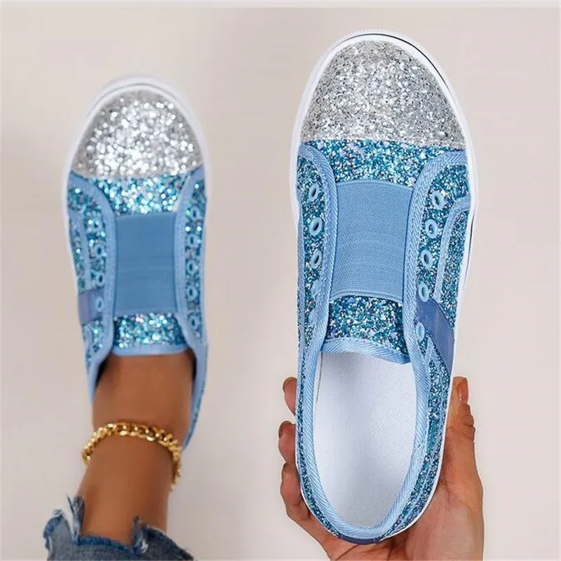 

Лоферы женские с блестками, Вулканизированная плоская подошва, Повседневная прогулочная обувь, весна-осень 43