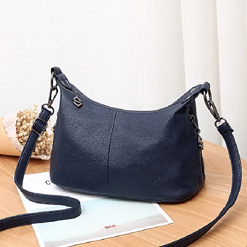 2020 модные сумки через плечо для женщин Черная мягкая женская однотонная