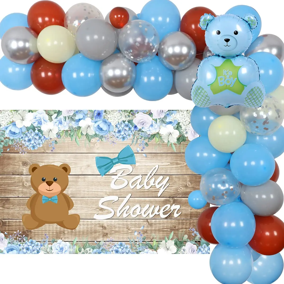 

Baby Shower Decorations for Boy - Bear Balloon Garland Arch Kit Backdrop We Can Bearly Wait Baby Shower Decorations Kit