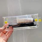 Портативная прозрачная сумка для хранения косметики и канцелярских принадлежностей в Корейском стиле, водонепроницаемый чехол из ПВХ с рисунком под масло, школьный пенал