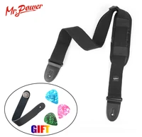 adjustable guitar strap with a picks holders pu leather ends and comfortable shoulder pad for electric acoustic guitar bass
