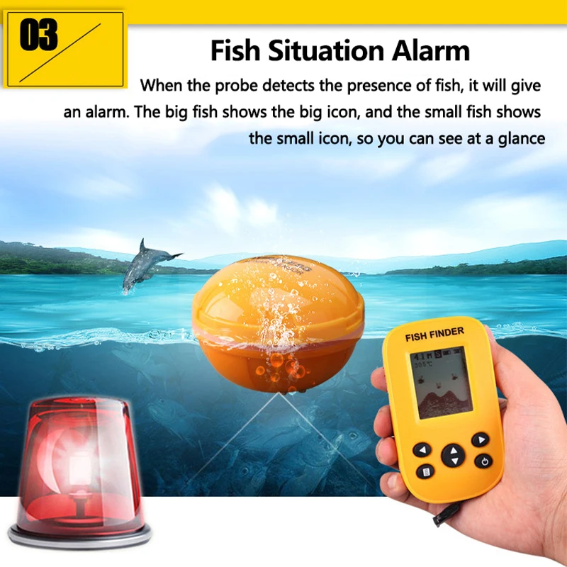 Водонепроницаемый беспроводной гидролокатор глубины 80 м рыболокатор с