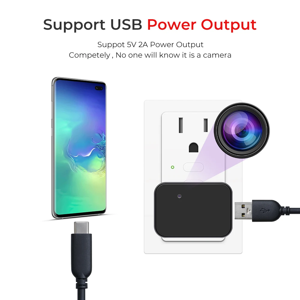 1080P Мини wifi камера вилка USB зарядное устройство видеокамера видеорегистратор