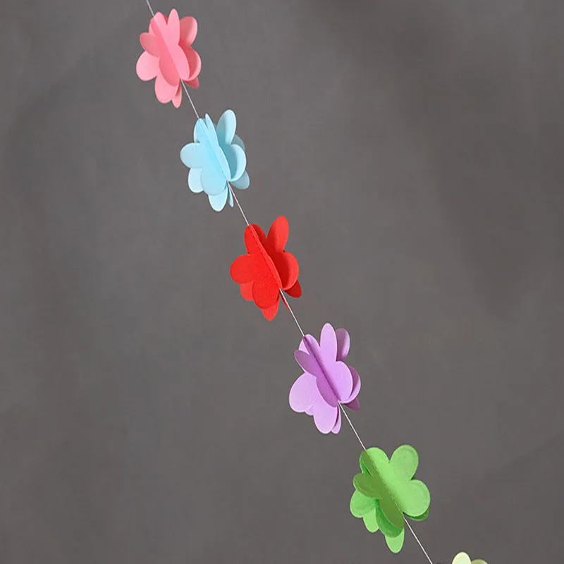 

Paper Flower Garland Buntings Wedding Party Birthday Banner Hanging Decoration Holiday Festival Ornament
