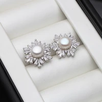 fashion real freshwater hoop pearl earrings jewelry for women925 sterling silve jewelry earrings pearl christmas gifts