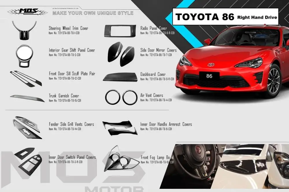 

MOS Carbon Fiber Radio Panel Cover for Toyota 86 (For Right Hand Drive Only)
