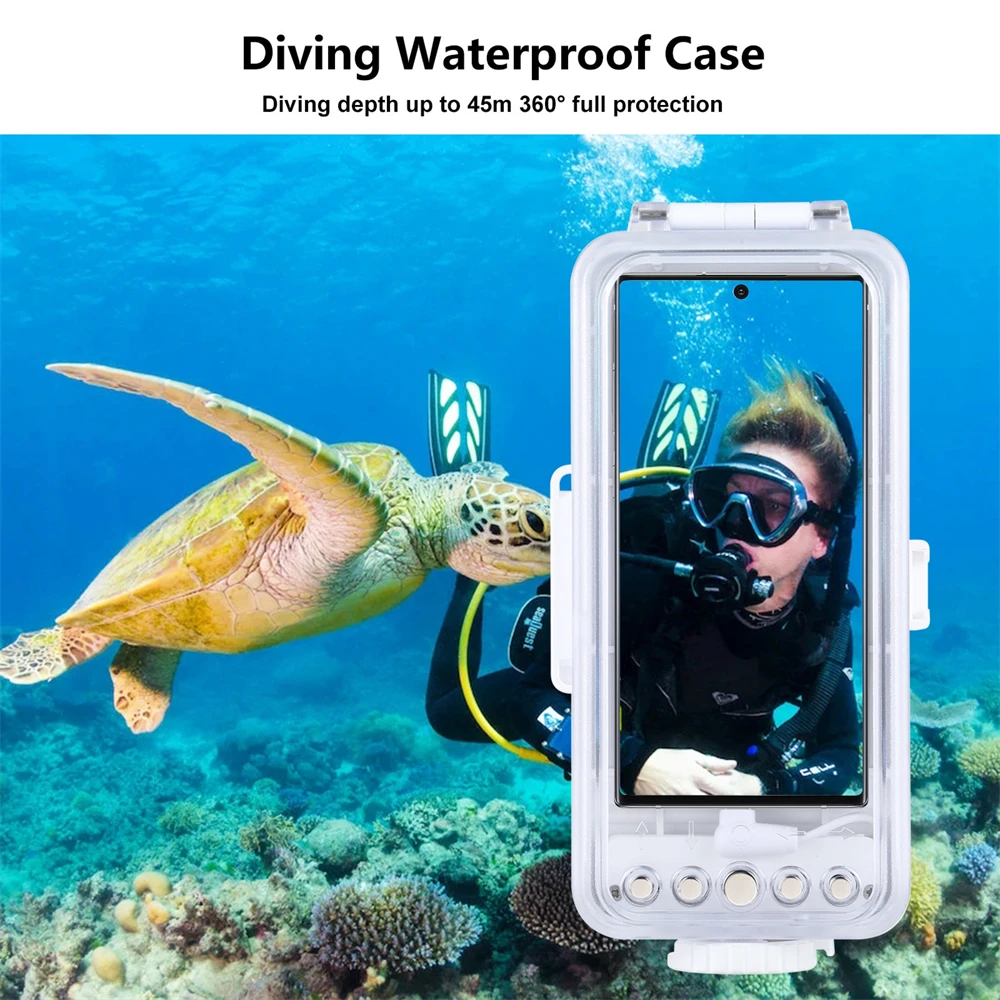 45m147ft waterproof diving case photo video taking underwater cover for iphone galaxy huawei xiaomi google android otg phone free global shipping