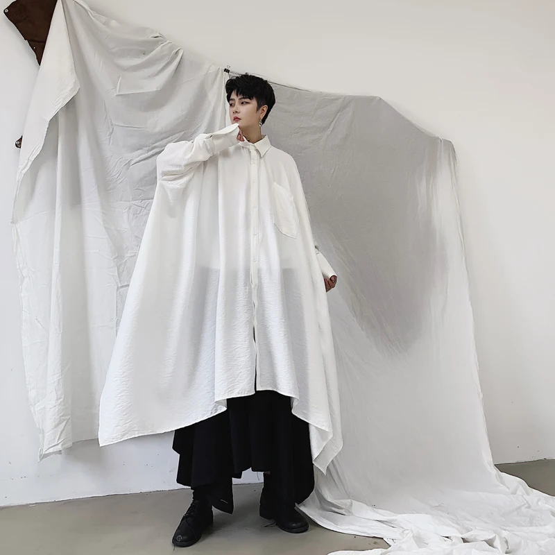 Рубашка Мужская/Женская длинная в стиле оверсайз с длинными рукавами летучая