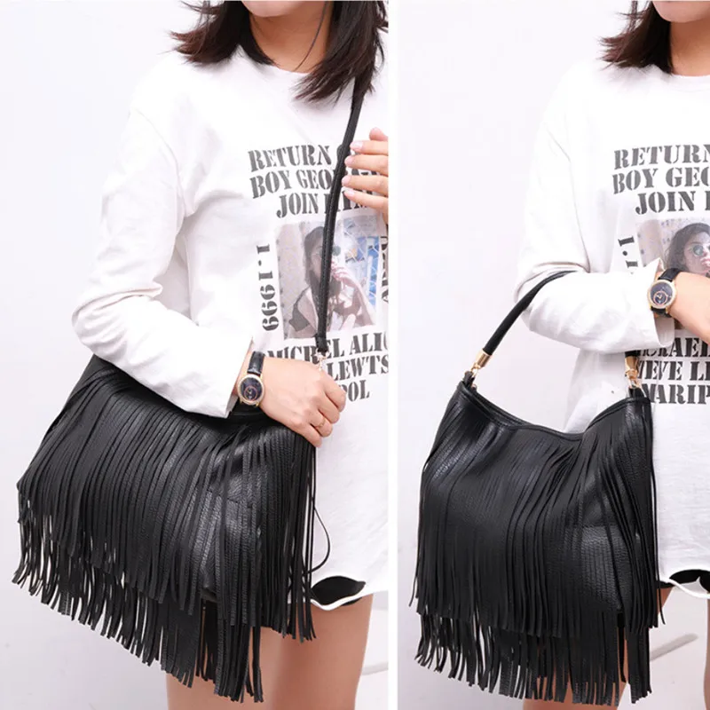 New Women Totes Messenger Bag Ladies Casual Trendy Crossbody Handbags Female Double-sided Vintage Tassel Shoulder | Багаж и сумки