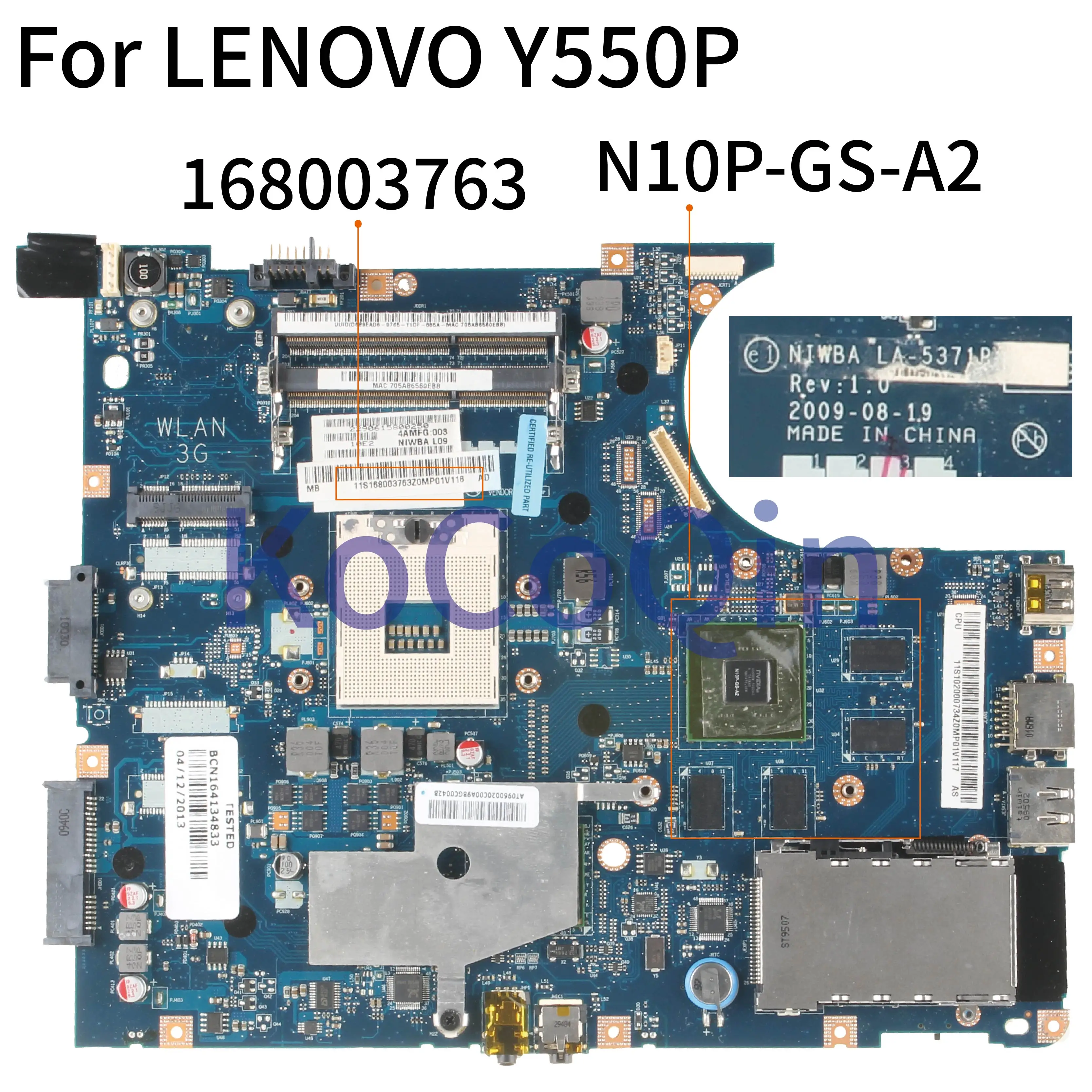 Материнская плата для ноутбука LENOVO Y550P, материнская плата для ноутбука NIWBA LA-5371P 168003763 HM55