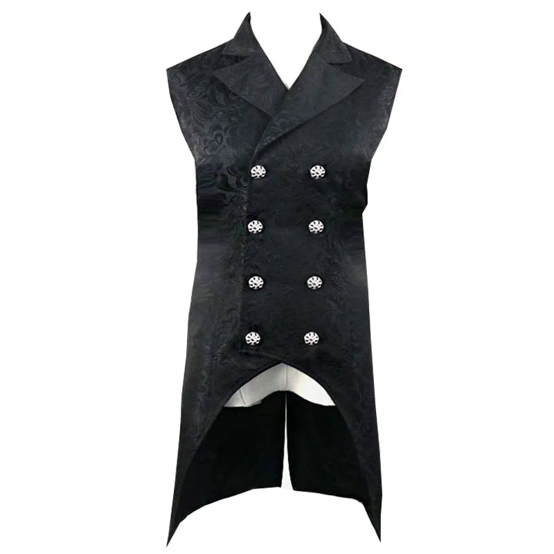 Стимпанк готическое двубортное платье костюм жилет пальто викторианский