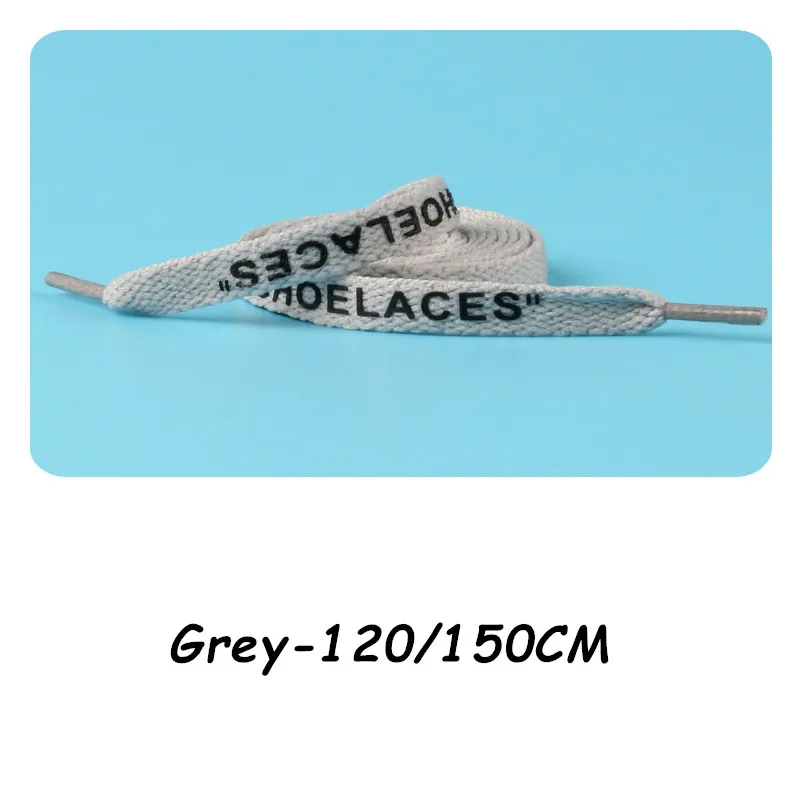 Grey Новые шнурки на плоской подошве, шнурки с логотипом на молнии, белые шнурки ручной работы, шнурки для кроссовок, шнурки для ботинок - Цвет: Grey