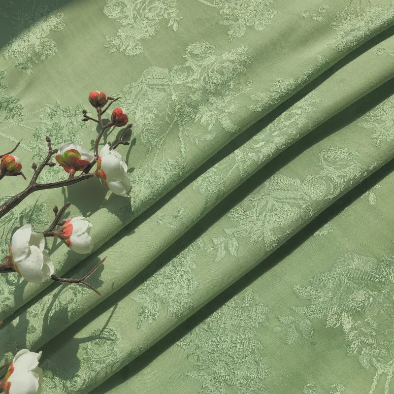 

120D Light green rayon jacquard fabric Jacquard Fabric Retro Cloth Making Cheongsam Hanfu 150cm wide sold 100cm*140cm