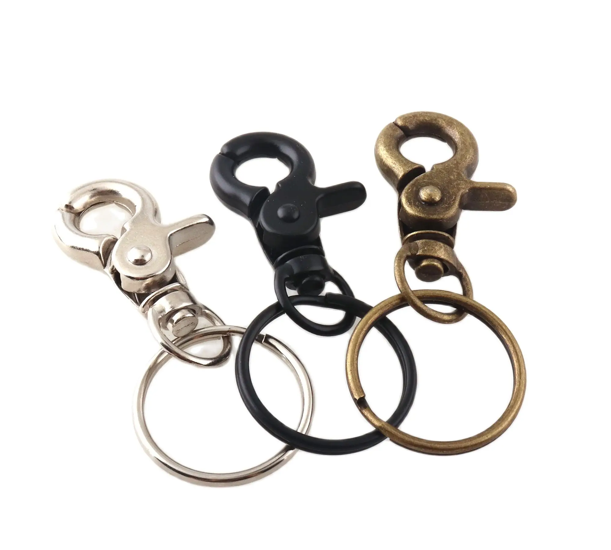 Поворотный застежка с кольцо для ключей держатель собачьего поводка черный