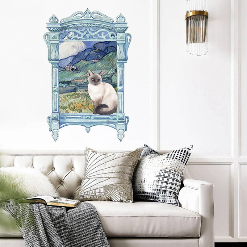 

Hand-painted Cute Cat Combination Cartoon Wall Stickers DIY Art Vinyl Cabinet Door Stickers Children's Room Decoration Stickers