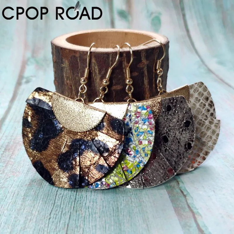 Женские кожаные серьги Cpop в форме полумесяца Винтажные из воловьей кожи с