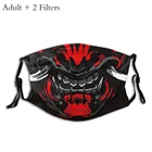 Маска для защиты демонов-самураев Oni, маска для защиты от японского фольклора Дарта, демона красного и черного цвета, моющаяся Тканевая маска с фильтрами