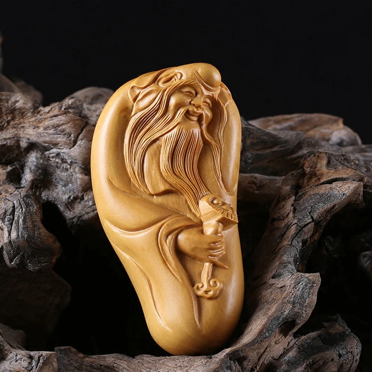 7 см долговечный Бог Boxwood резьба по дереву здоровая статуя даосская теологическая