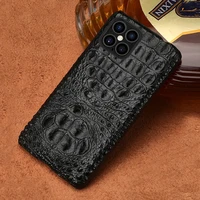 100 natural crocodile leather case for iphone 13 12 pro max 11 xs 8 7 plus original real alligator skin skull tail back cover