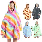 Зимнее одеяло шерпа, детские рукава, ультра плюшевая флисовая толстовка, толстовка, теплые фланелевые одеяла с капюшоном, носимый Рождественский подарок