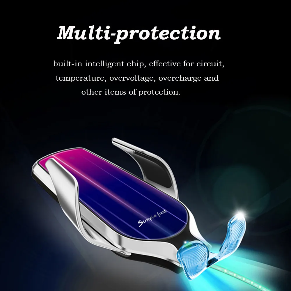 Умный автомобильный держатель с датчиком беспроводной зарядки поворот на 360