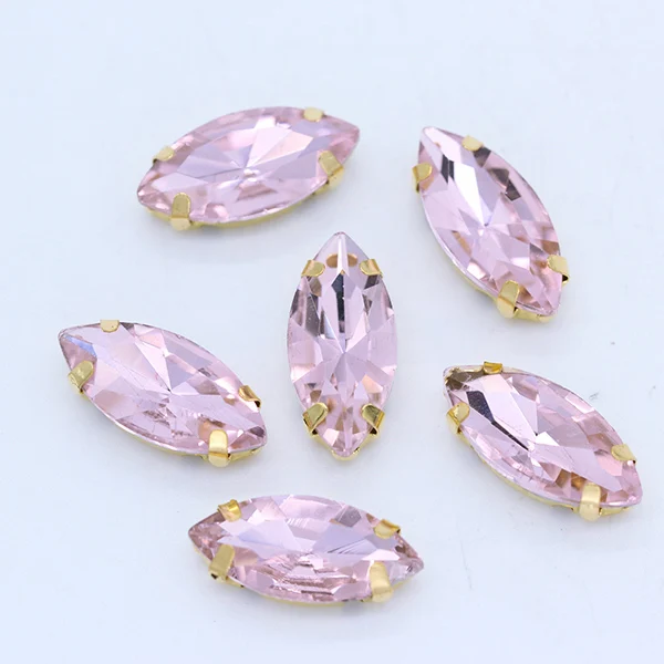 lt pink Все размеры navette/конский глаз Пришивные плоские с оборота стеклянные камни Швейные Кристаллы Стразы с отверстием пряжка с покрытием для ювелирных изделий бисер - Цвет: lt pink