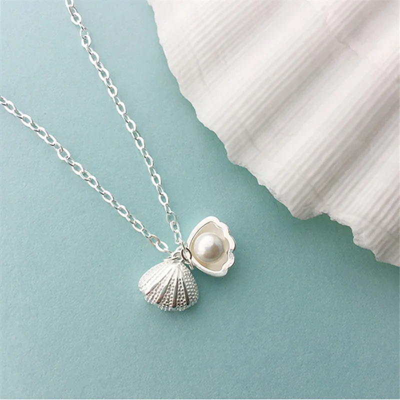 

VENTFILLE 925 Sterling Silver Japanese and Korean Version of Simple Forest Clavicle Chain Ins Fashion Pearl Necklace