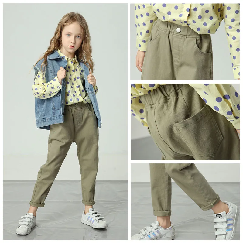 

Kids Girl Solid Casual Pants Boys Girls Clothes Cotton Elastic Waist Trousers Spring Autumn Fashion Children Harem Pants Unisex