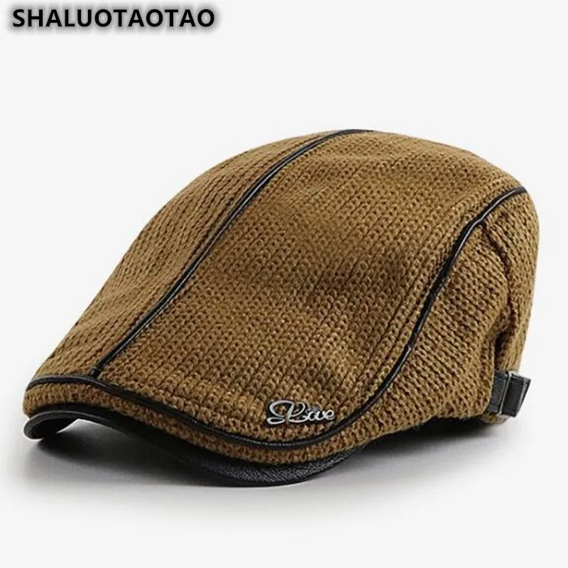 

SHALUOTAOTAO Autumn New Men's Knitted Berets Adjustable Size Thicken Thermal Leisure Sports Snapback Cap Winter Hat