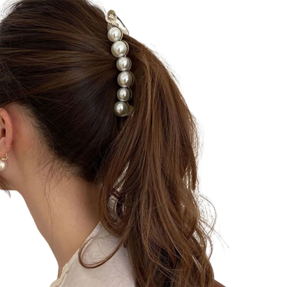 

2021 Hot Hyperbole Big Pearls Acrylic Hair Claw Clips Big Size Makeup Hair Styling Barrettes For Women Hair Accessories