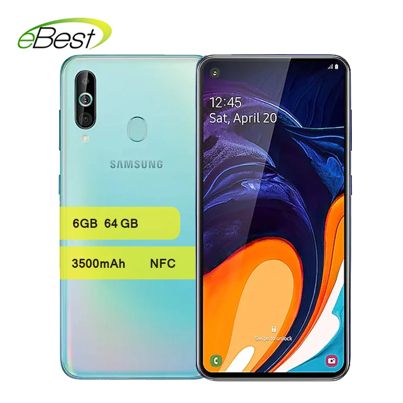 Samsung Galaxy A60 4G Android смартфон 6,3 дюймов полный экран Snapdragon 675 Восьмиядерный 6 ГБ 3500 мАч 32MP Camer NFC мобильные телефоны