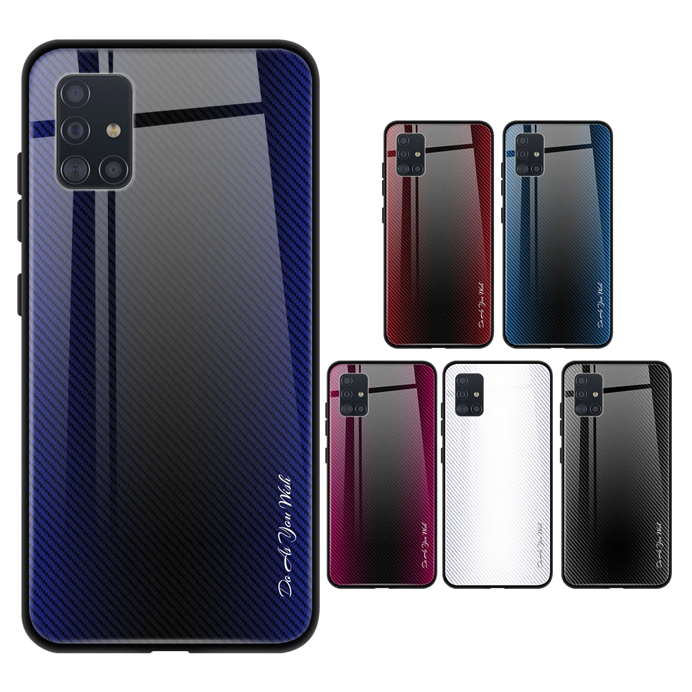 Gradient Phone Case For Samsung Galaxy A51 A71 Tempered Glass Anti-scratch Shell Back Cover a51 a71 | Мобильные телефоны и