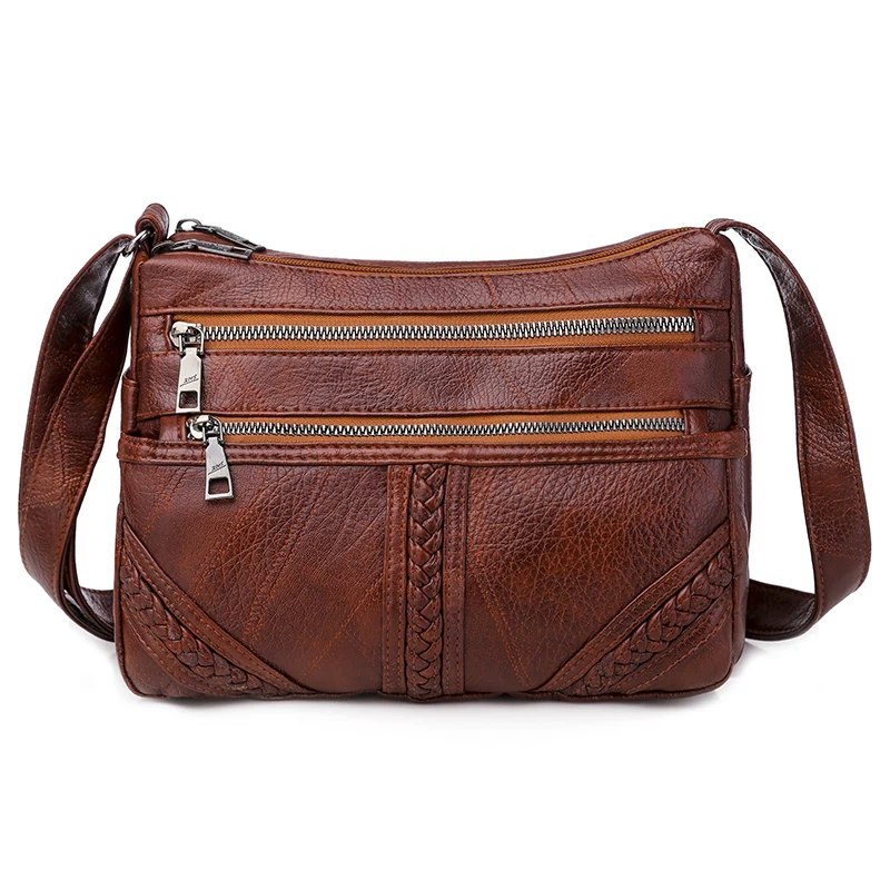 Модная винтажная женская сумка через плечо из мягкой искусственной кожи