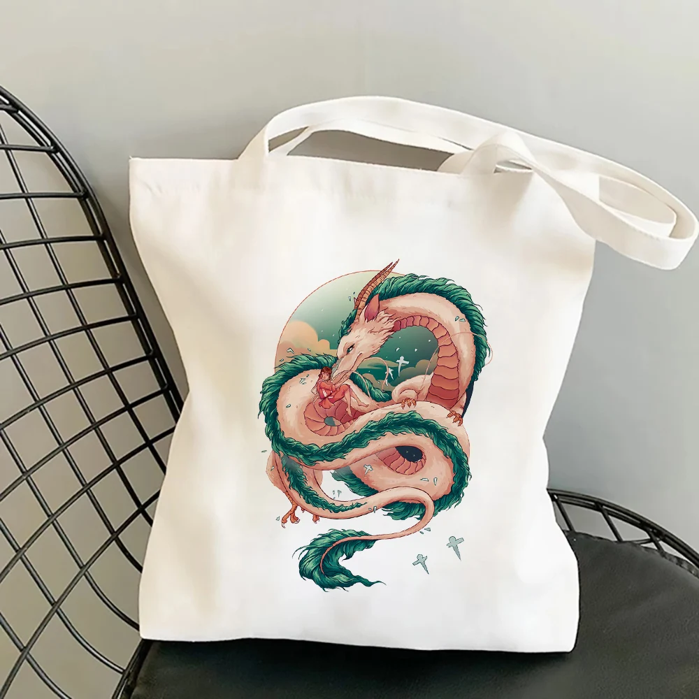 

Сумка-тоут женская холщовая с принтом дракона, шоппер в стиле Харадзюку, Забавный экологически чистый вместительный саквояж на плечо
