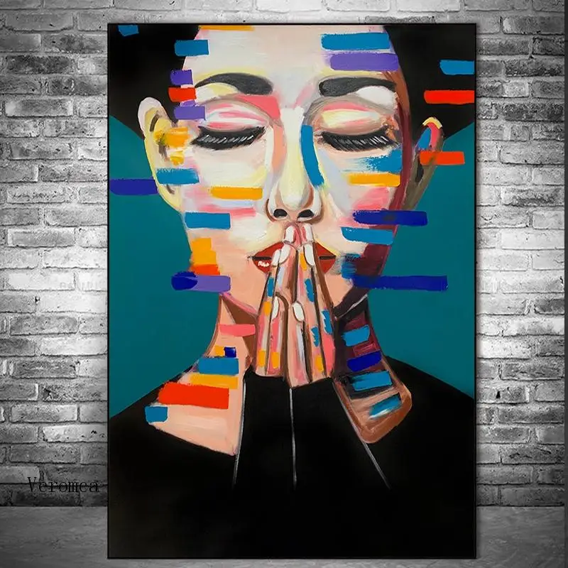

Colorful Graffiti Woman Portrait Abstract Canvas Painting Posters and Prints Wall Art Picture for Living Room Home Decor Cuadros