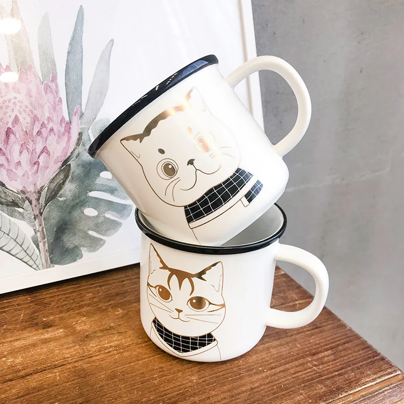 Скандинавский простой Инс Золотая фольга кошка керамическая чашка