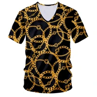 luxury gold chain 3d print v t shirt summer short sleeve tees mens sports oversized tshirt street style baroque circle dropship