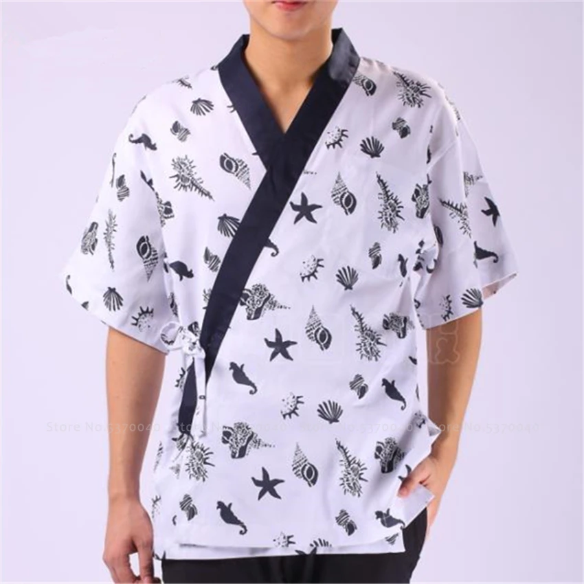 Халат-кимоно для ресторана суши шеф-повара с принтом |